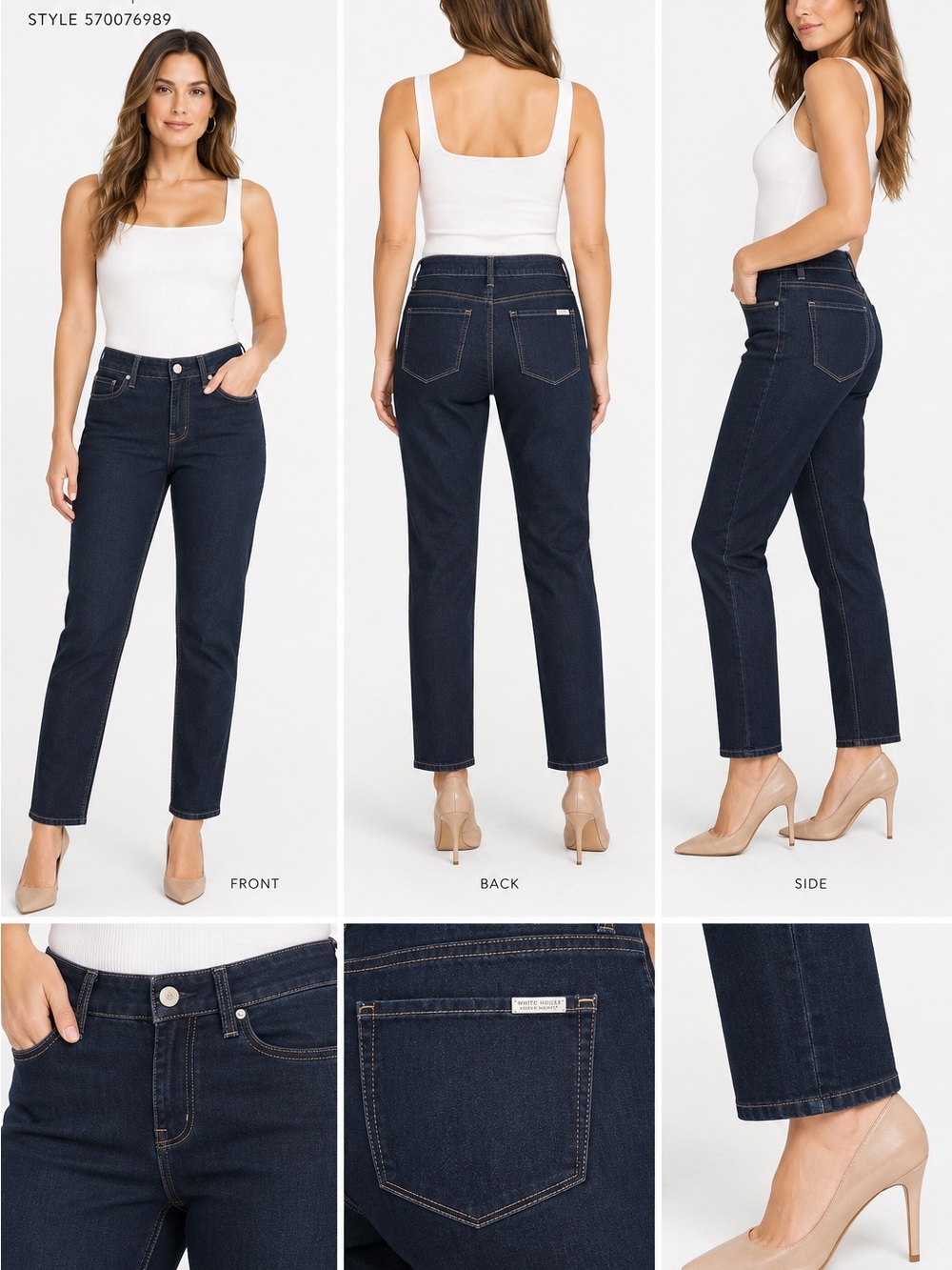 White House Black Market Dark Blue Skinny Crop Jeans - size 6